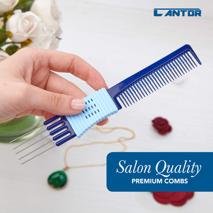 Close up of Cantor hair comb with rubberized grip