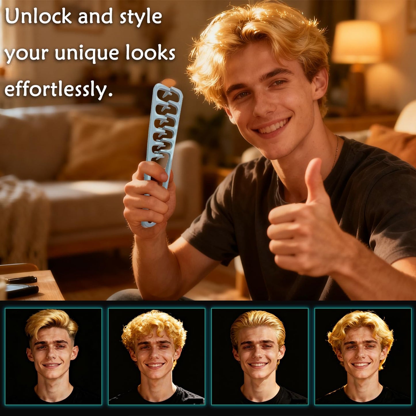 Black styling comb for curly hair definition