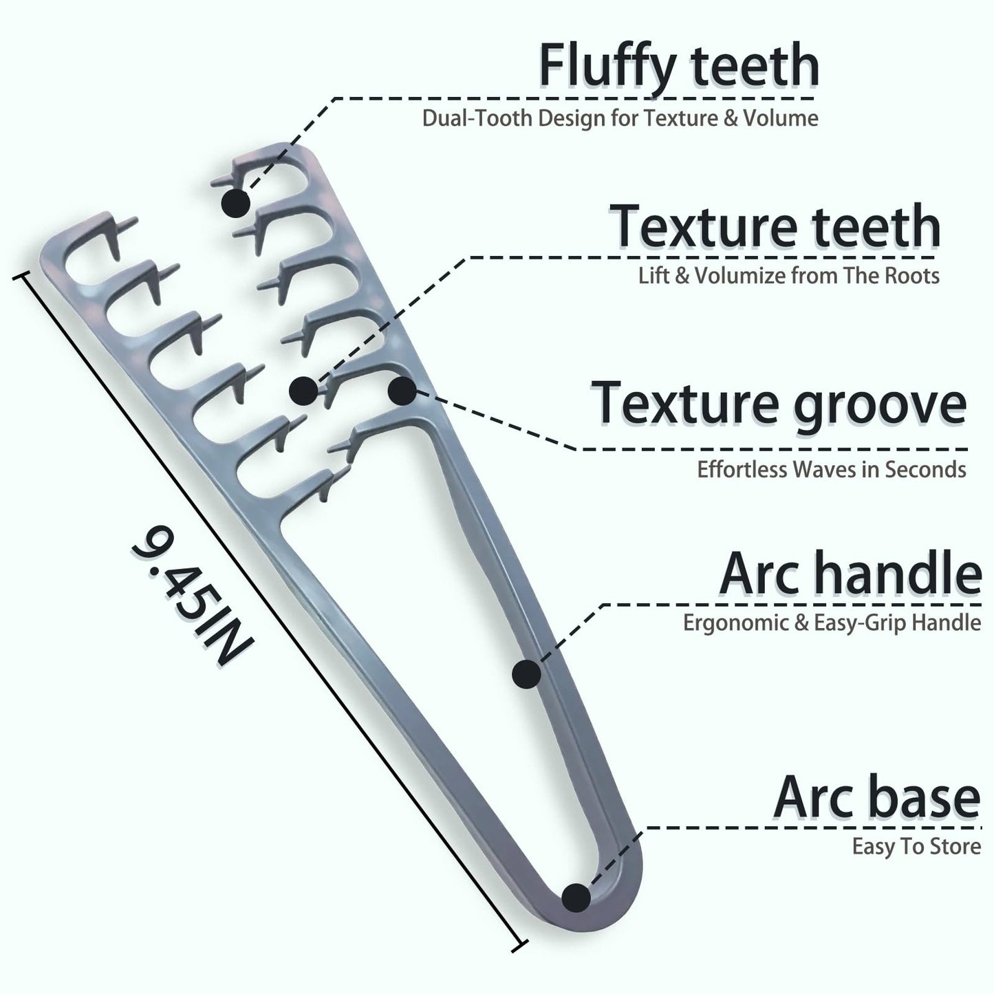 Close up of wide tooth comb design for hair lifting