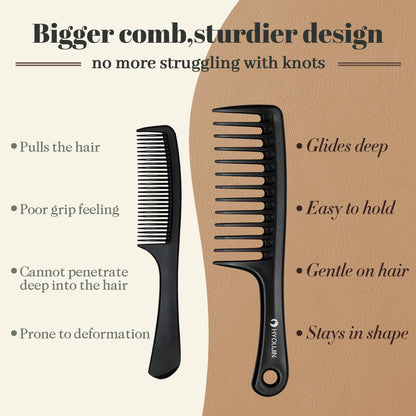 Side profile of the lightweight HYOUJIN detangling paddle brush for long thick hair.