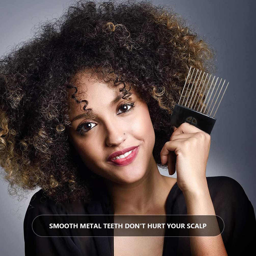 Metal afro pick used for styling curly hair