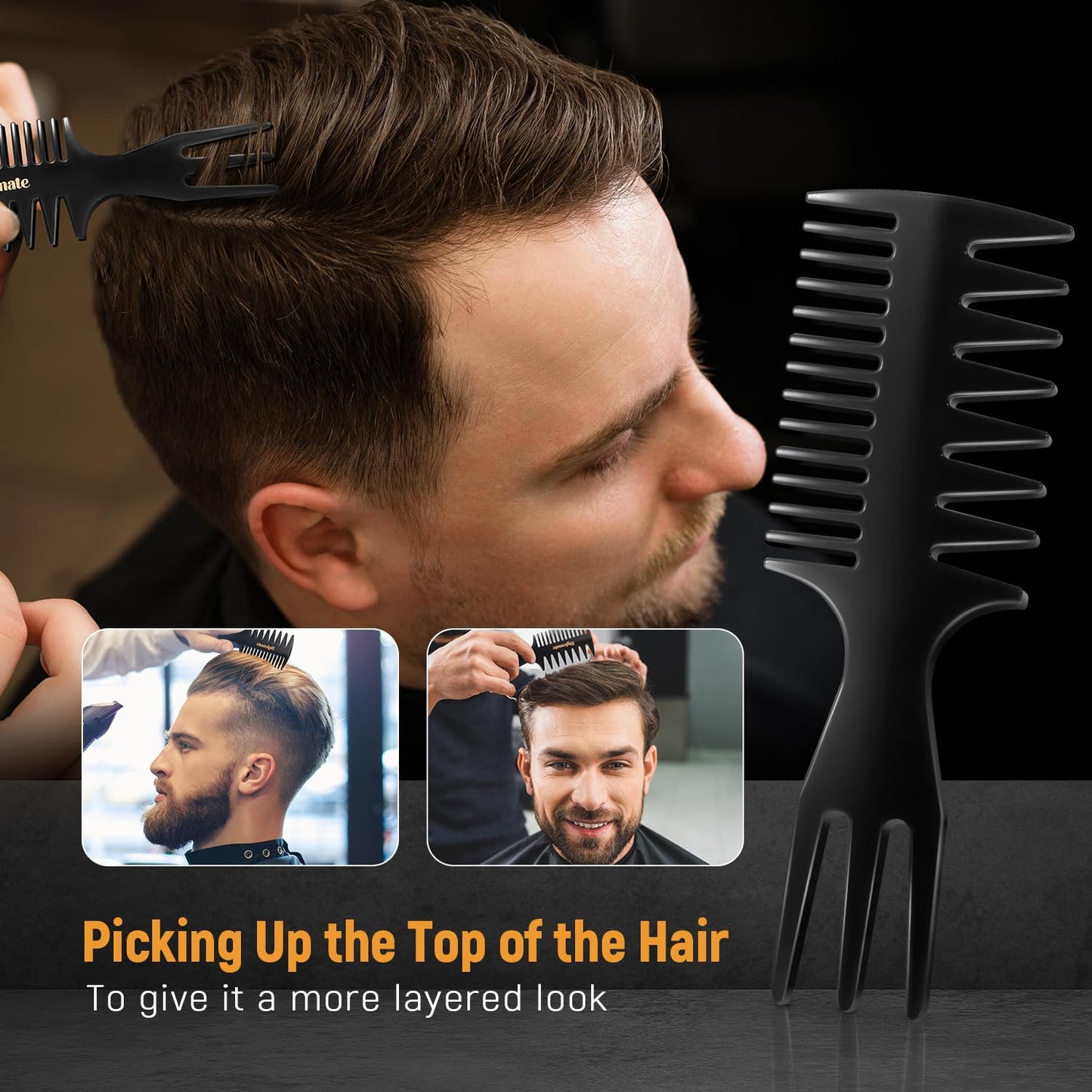 Barber wide tooth texture comb for men grooming