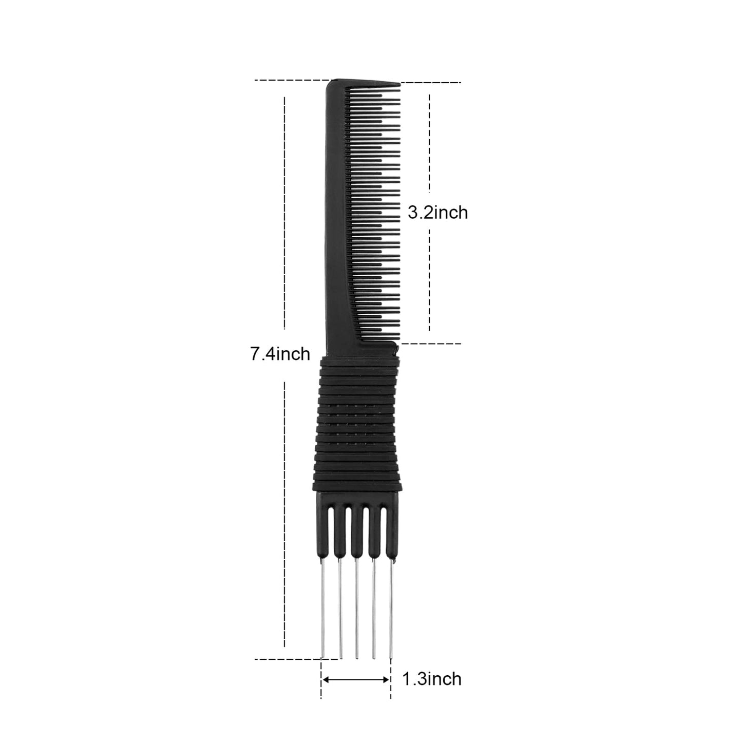Detail shot of the alternate length anti static celcon teeth on the professional styling pick