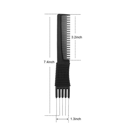 Detail shot of the alternate length anti static celcon teeth on the professional styling pick