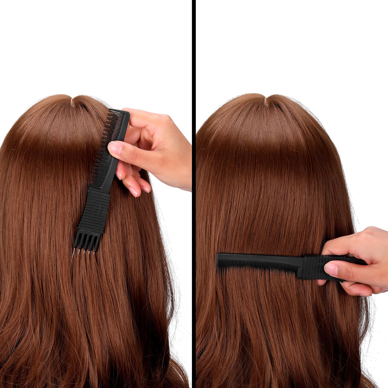 Three pack of imported professional hair pick combs for women displayed on a clean background