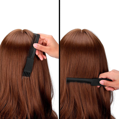 Three pack of imported professional hair pick combs for women displayed on a clean background