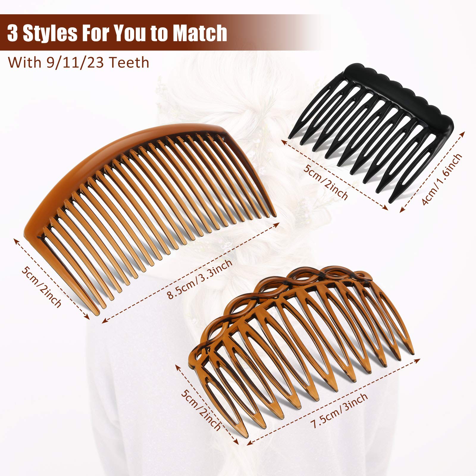 Variety of 9, 11, and 23 teeth French hair clips