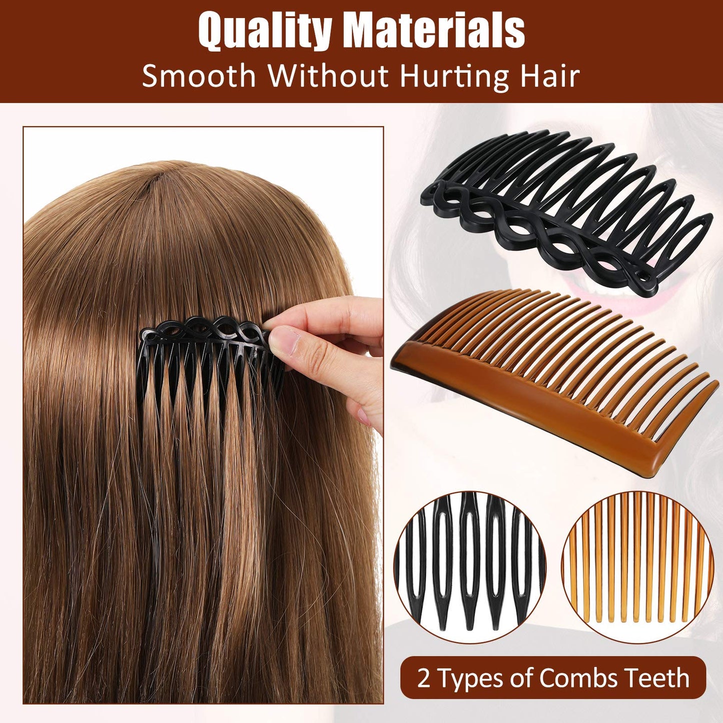 Chuangdi plastic hair side combs in four natural colors