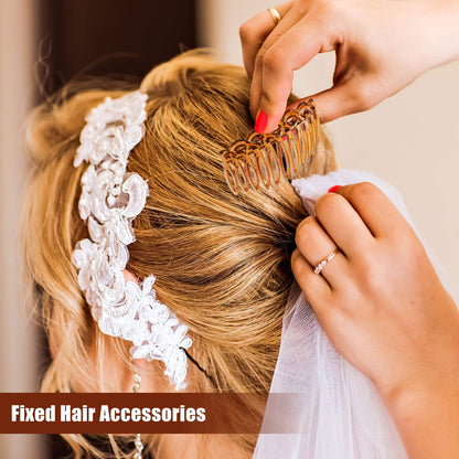 French side combs used for elegant updo hairstyle