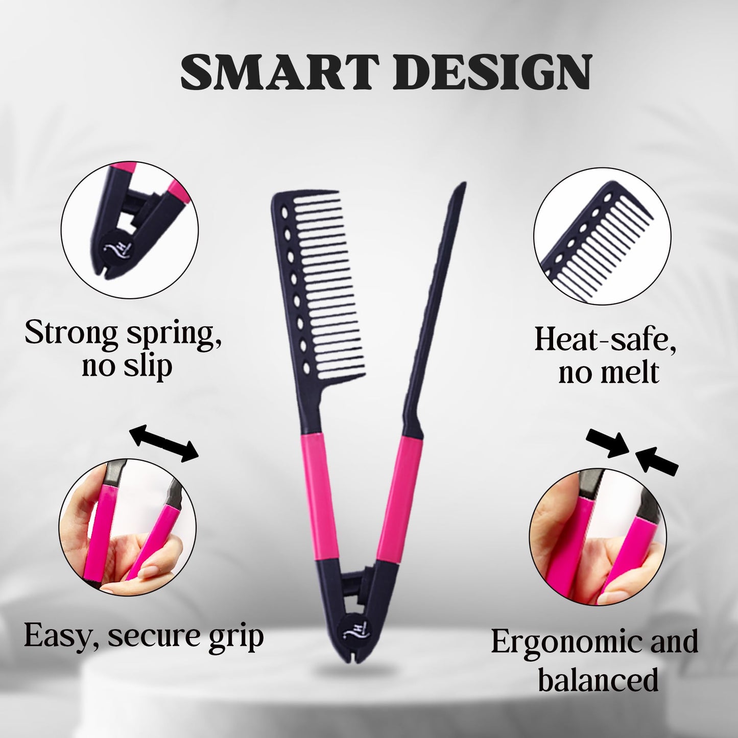 HerStyler flat iron chase comb pink variant close up angle
