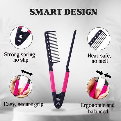 HerStyler flat iron chase comb pink variant close up angle