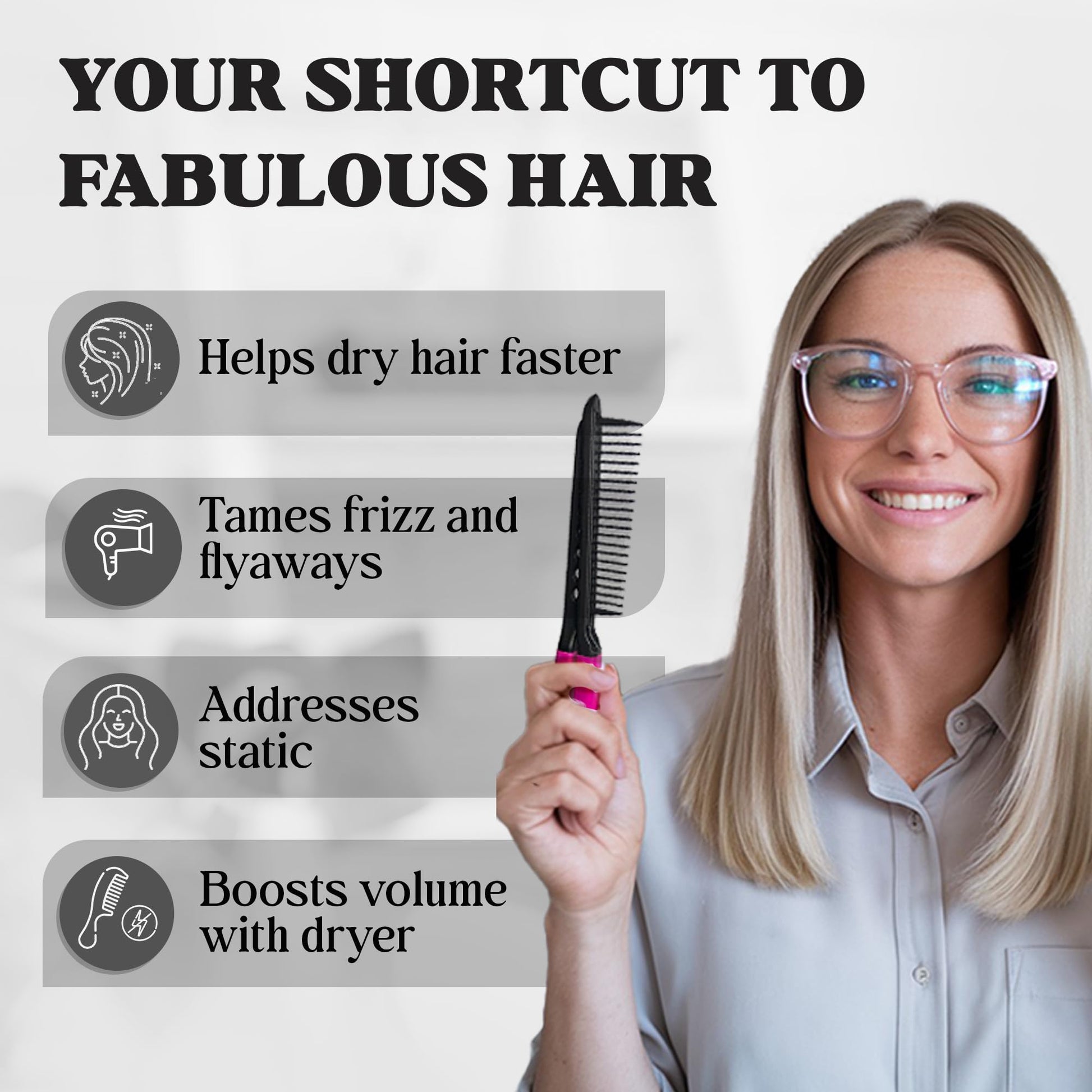 HerStyler easy hair comb pink showing the open spring mechanism