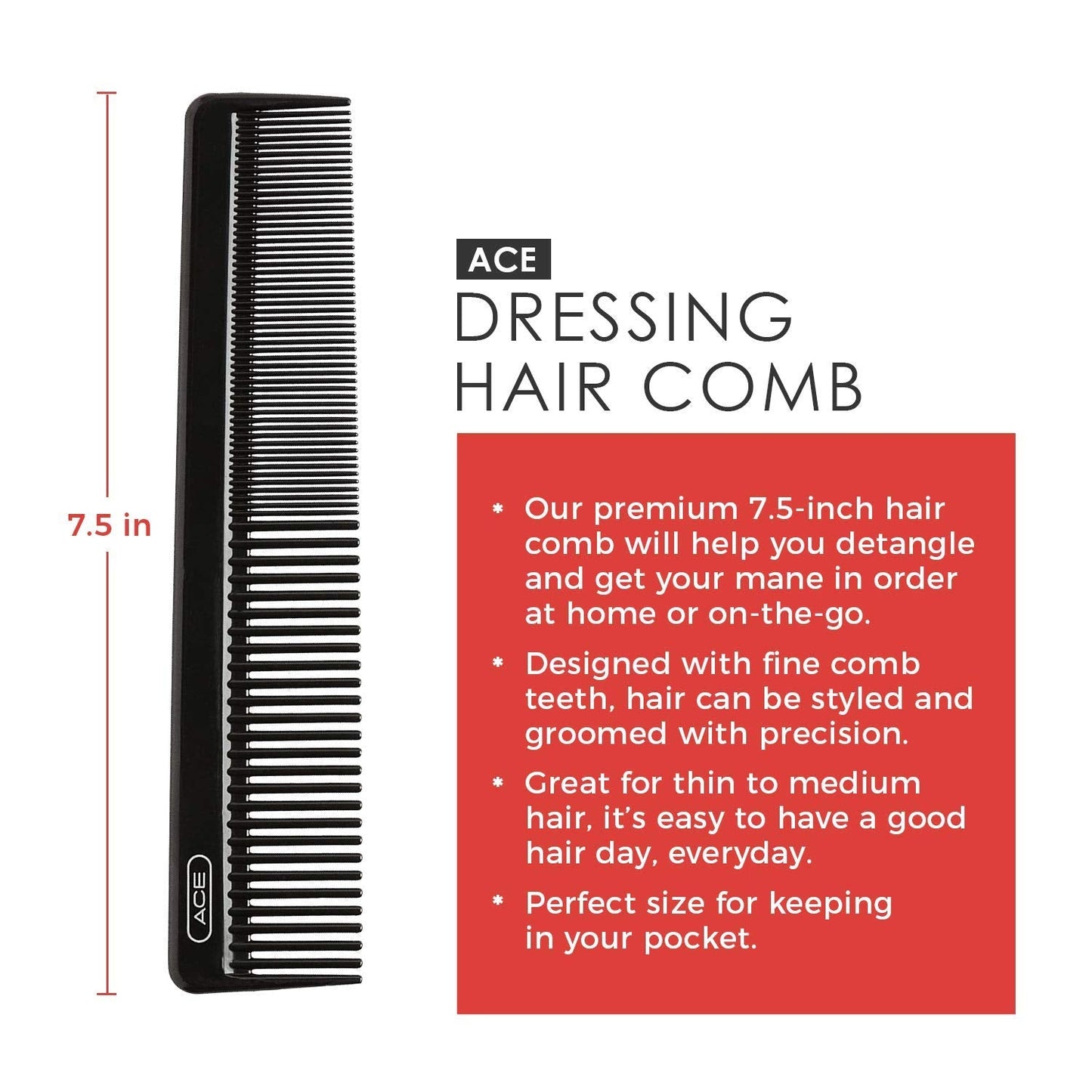 Goody Ace dressing comb being held to showcase its slim travel friendly profile.