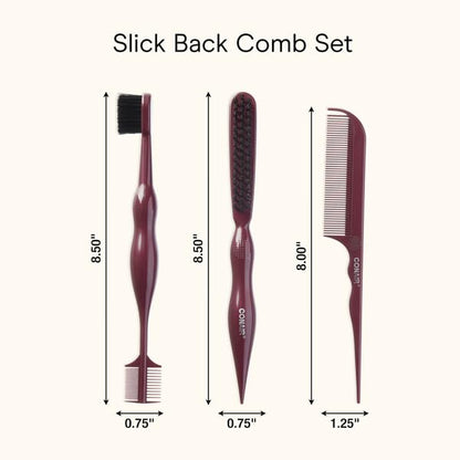 Close up of Conair tail comb and brush set for slick back looks