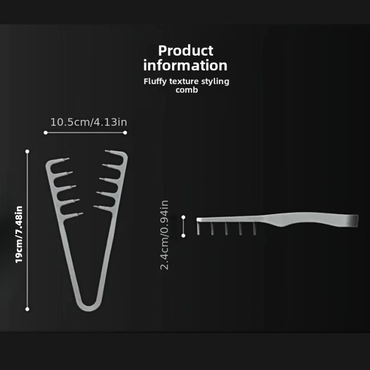 Close up of texture comb grip and wide tooth structure.