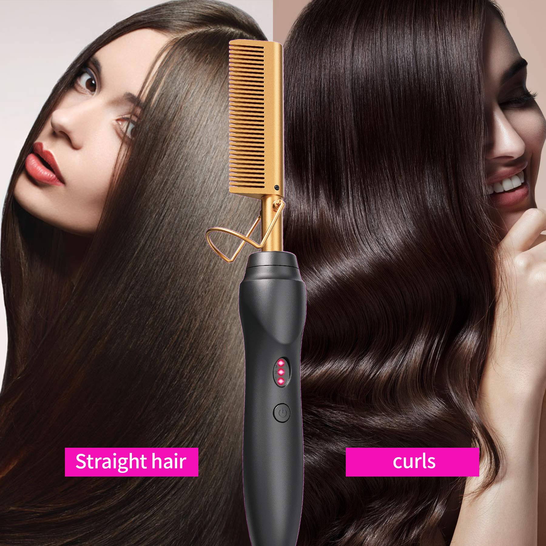 Professional hair straightening comb for wigs and natural hair