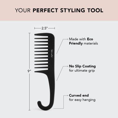 Kitsch detangling comb showing wide teeth design for curly hair