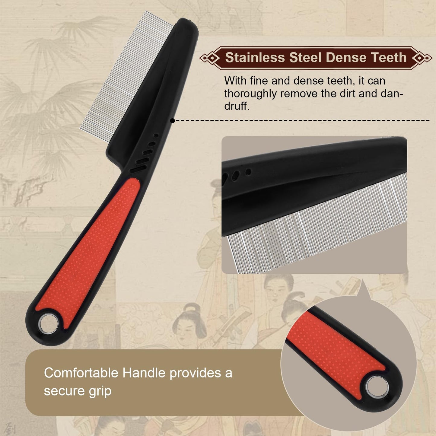 Stainless steel fine tooth comb for dandruff removal