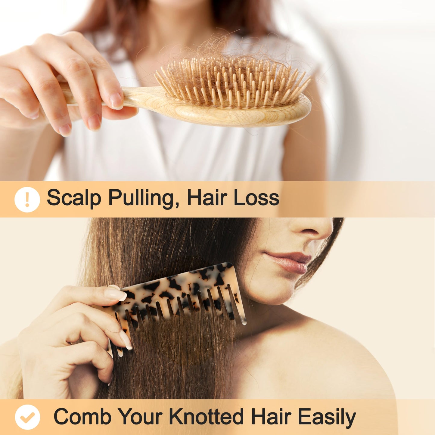 Travel-friendly 5.9 inch cellulose acetate hair comb set