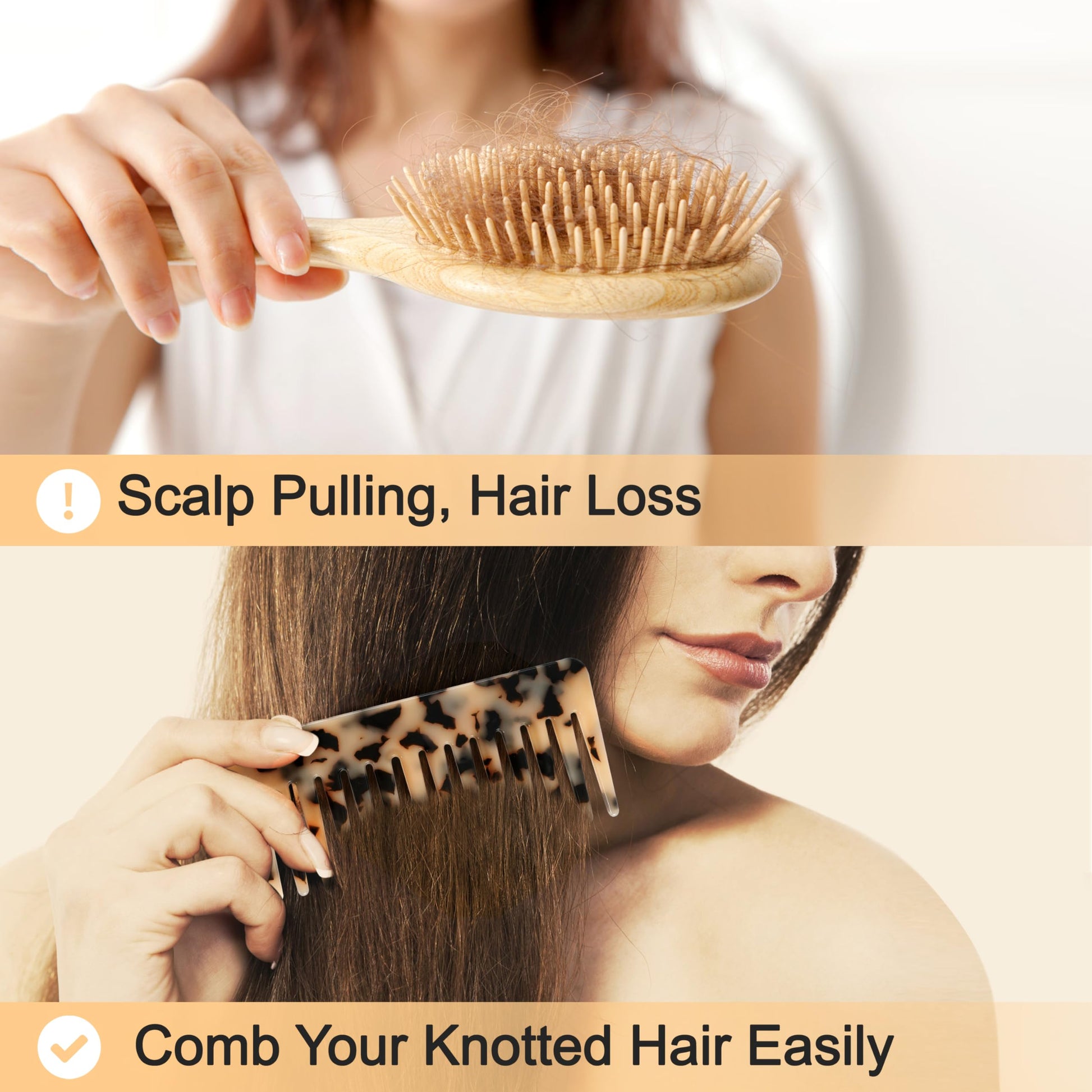 Travel-friendly 5.9 inch cellulose acetate hair comb set