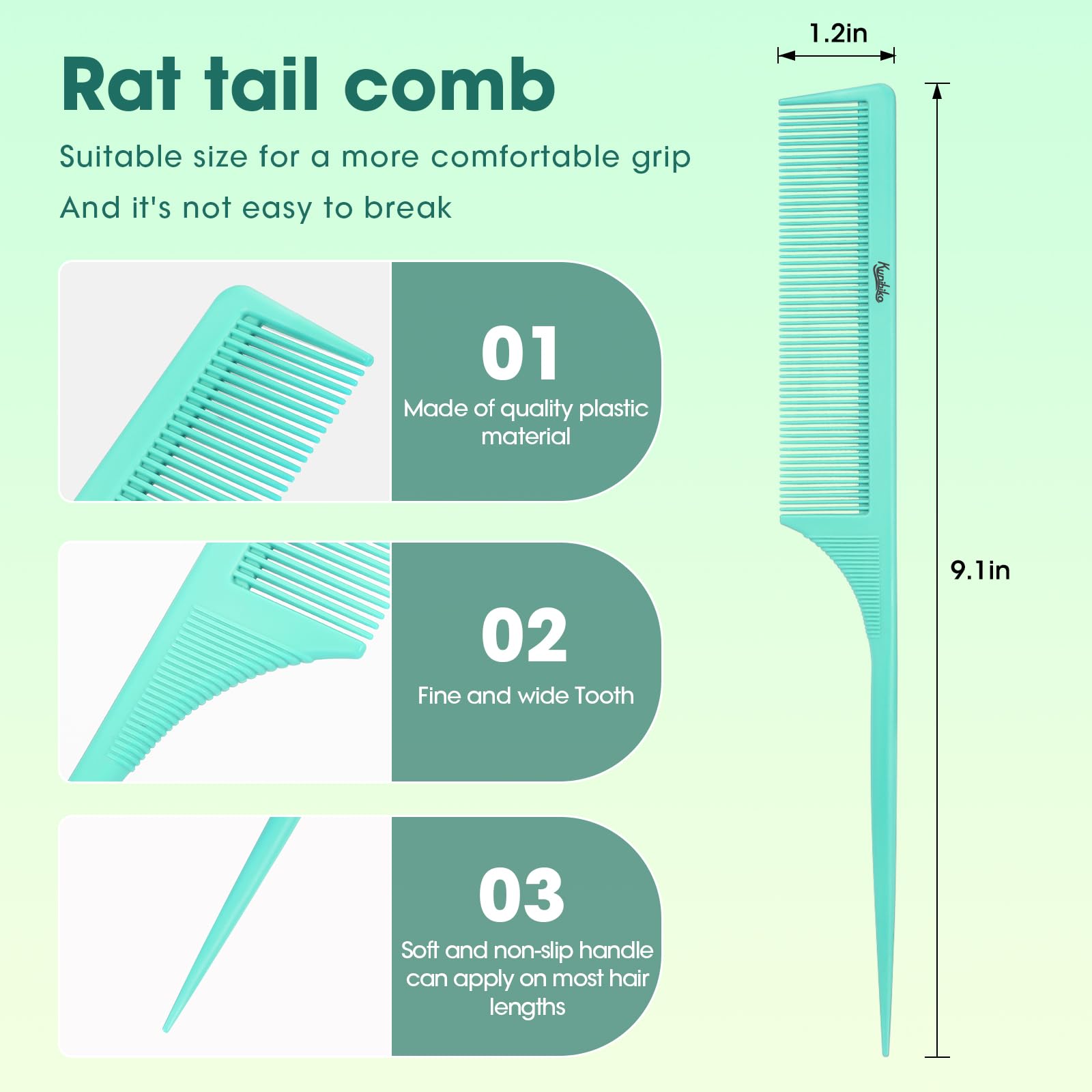 Pointed tail detail on Kunihiko professional styling comb