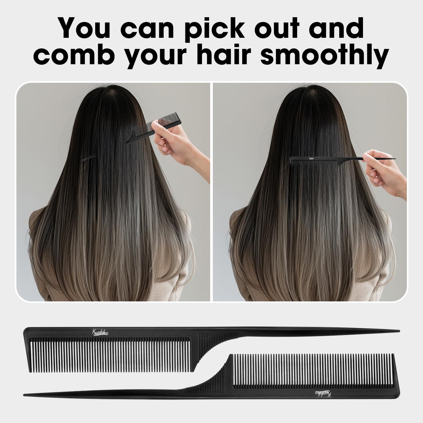 Professional hair sectioning using Kunihiko rat tail comb