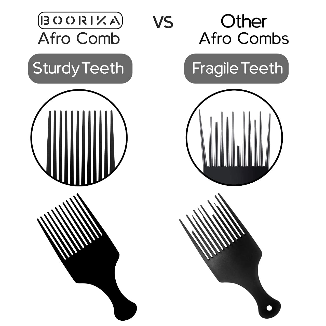 7.5 inch afro hair pick comb for detangling thick hair