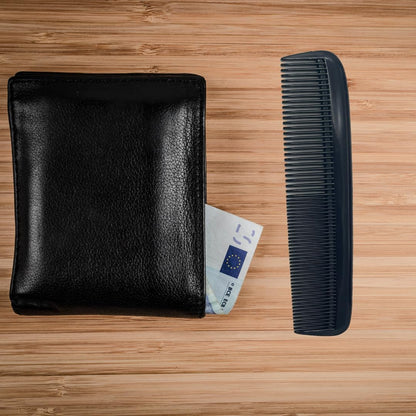 Travel-friendly black pocket comb for mustache