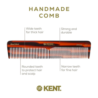 Kent 16T tortoise shell pattern hair styling comb close up