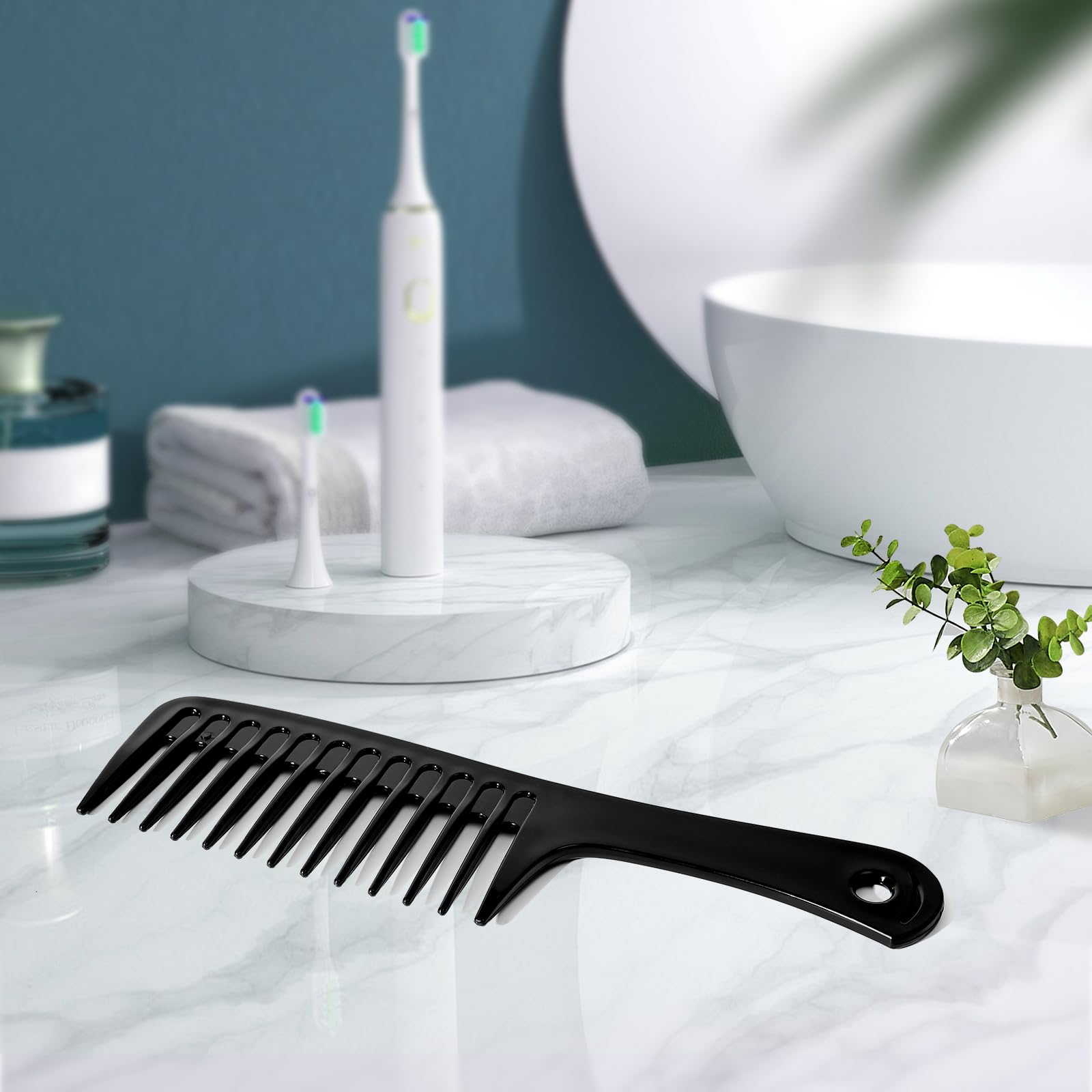 Glitters black and pink wide tooth shower comb for curly hair