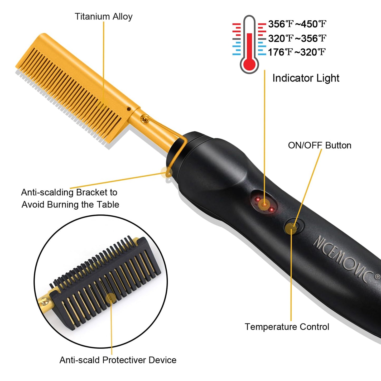 Lifestyle shot of Nicemovic hair straightener for beard and hair