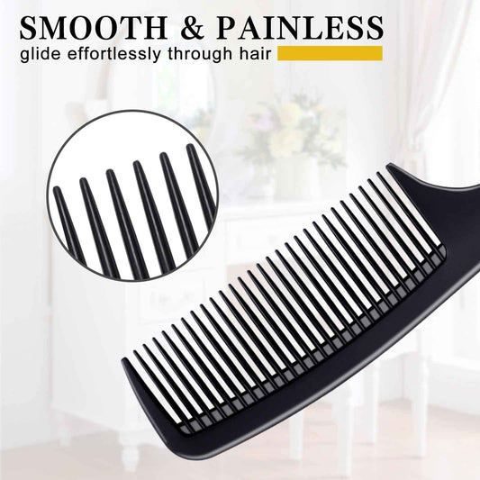 Bealihelp carbon fiber styling combs showing fine and wide tooth designs