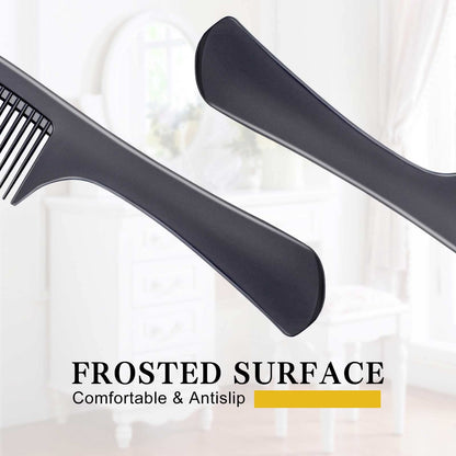 Professional black carbon fiber hair comb set for salon use