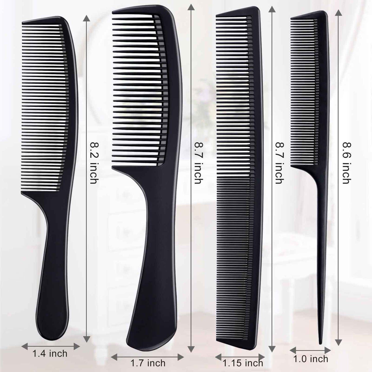 Professional hairstylist tools black carbon fiber comb set