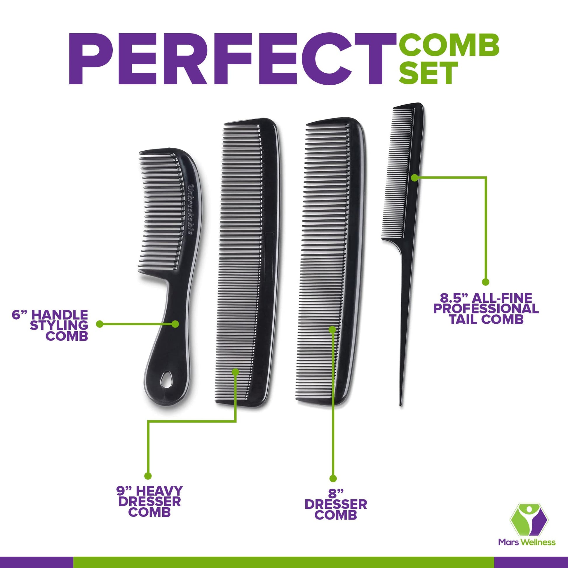 Mars Wellness USA made heavy dresser comb details