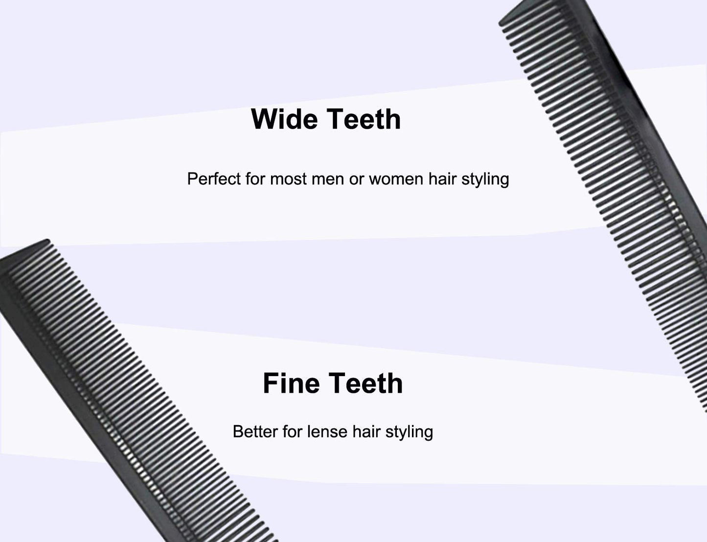 Durable dual purpose carbon fiber barber comb for precise parting and braiding.