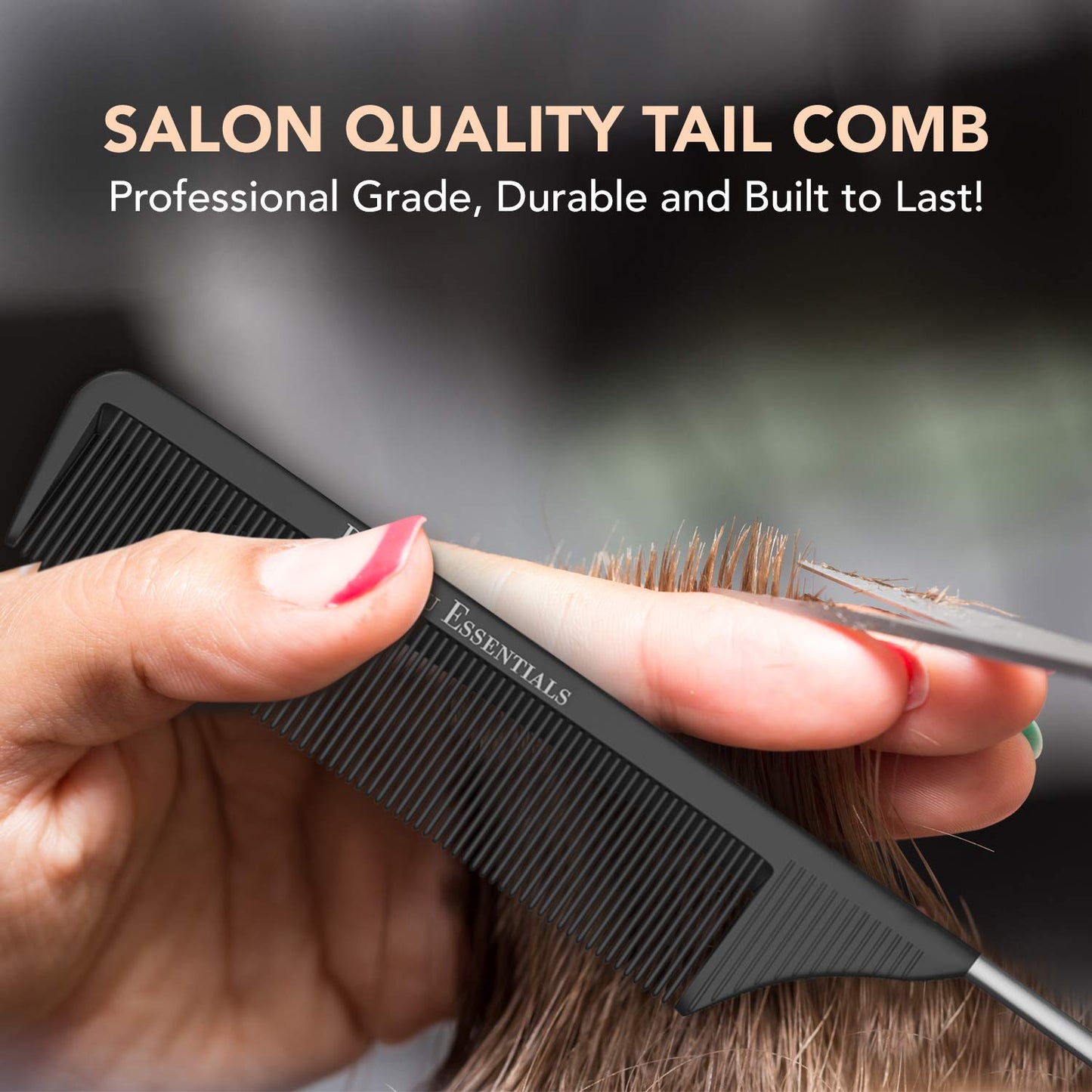 Bardeau Essentials rat tail comb side profile highlighting the lightweight carbon fiber body design