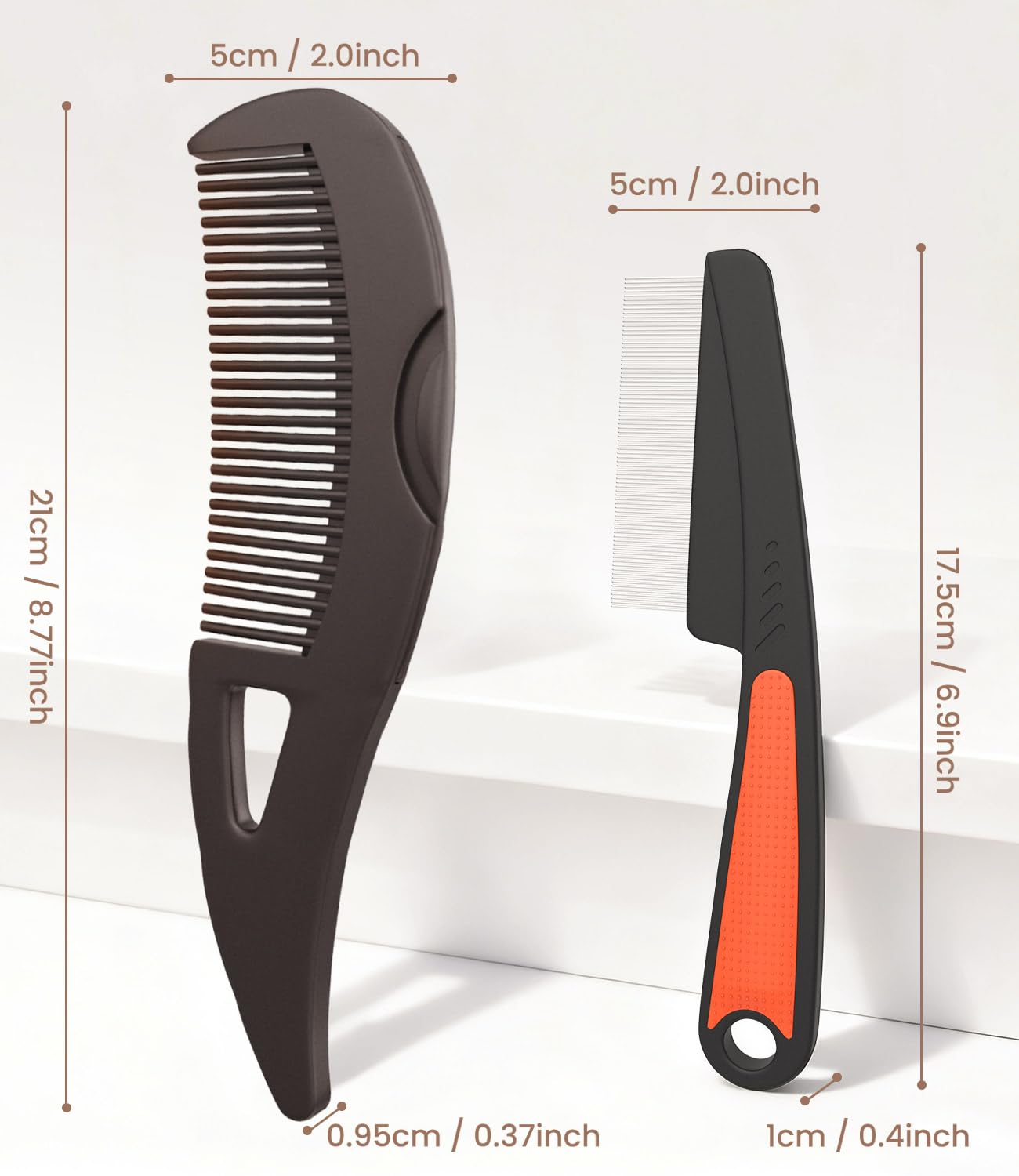 Fine tooth spacing detail on Dravyoney stainless steel comb