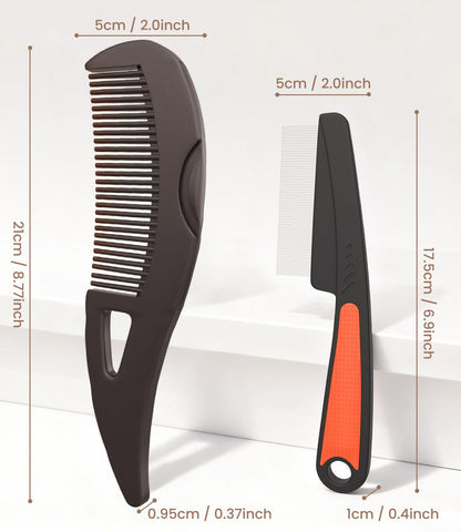 Fine tooth spacing detail on Dravyoney stainless steel comb