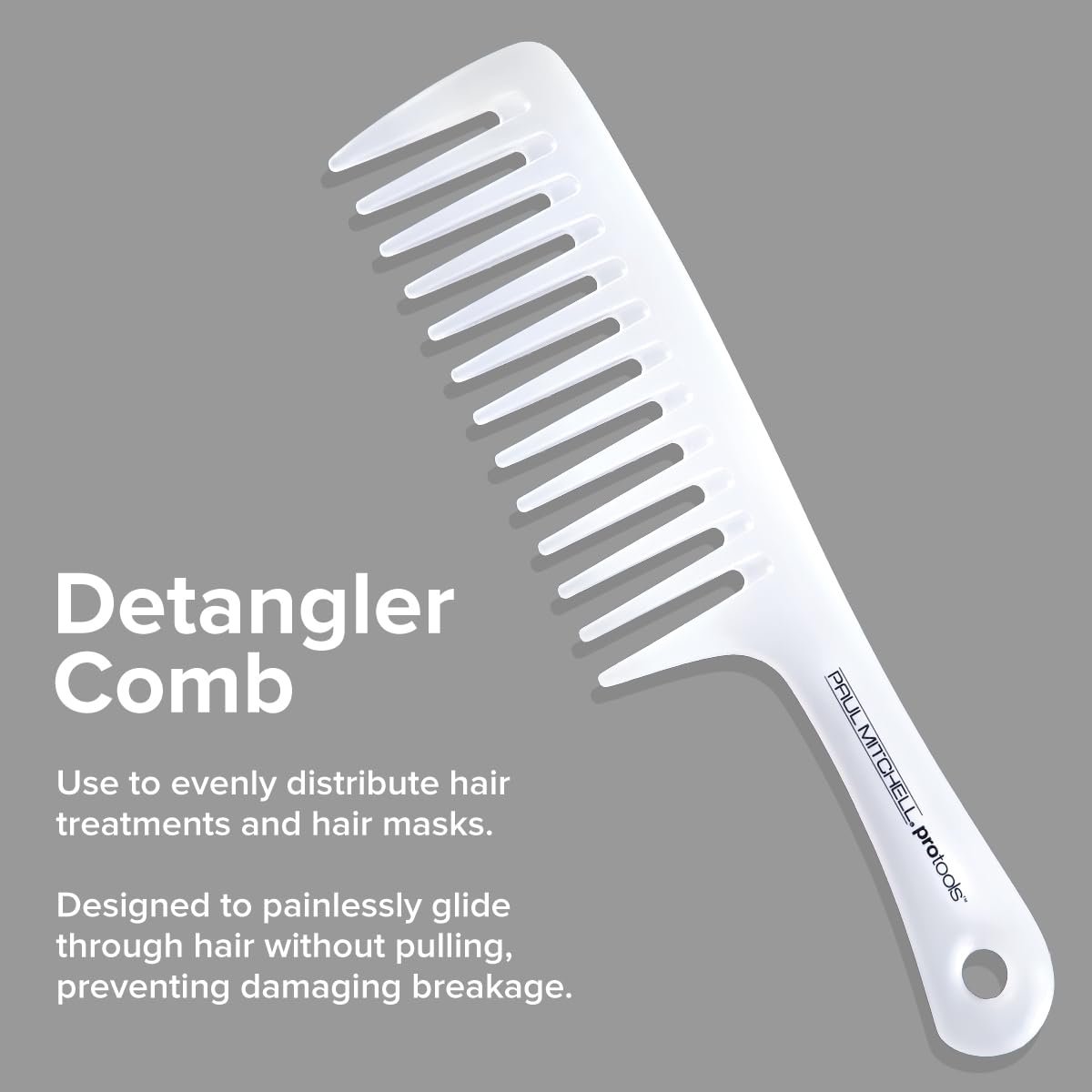 Paul Mitchell wide tooth hair comb close up on the premium anti-breakage design.