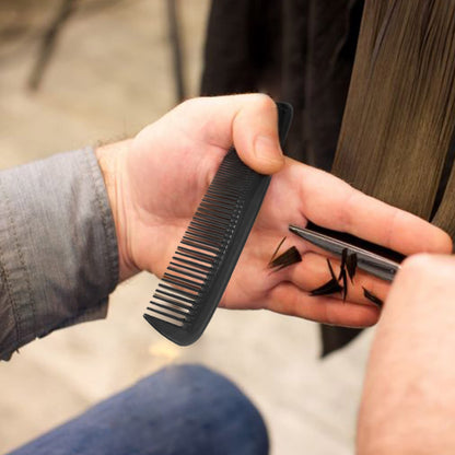 Authentic USA imported black plastic combs arranged together