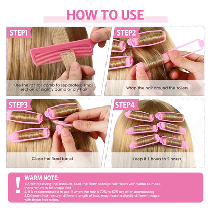 Premium stainless steel rat tail comb included in the overnight sponge hair curler kit