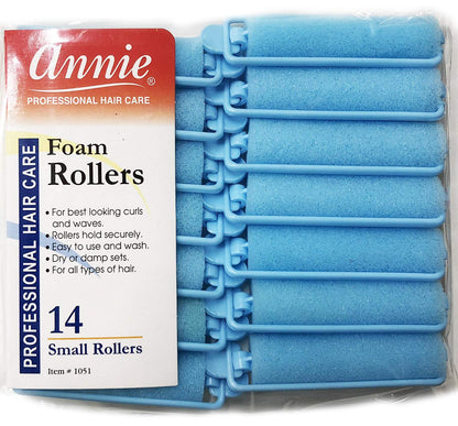 Close up of five eighths inch blue soft hair rollers highlighting the pin free snap lock design