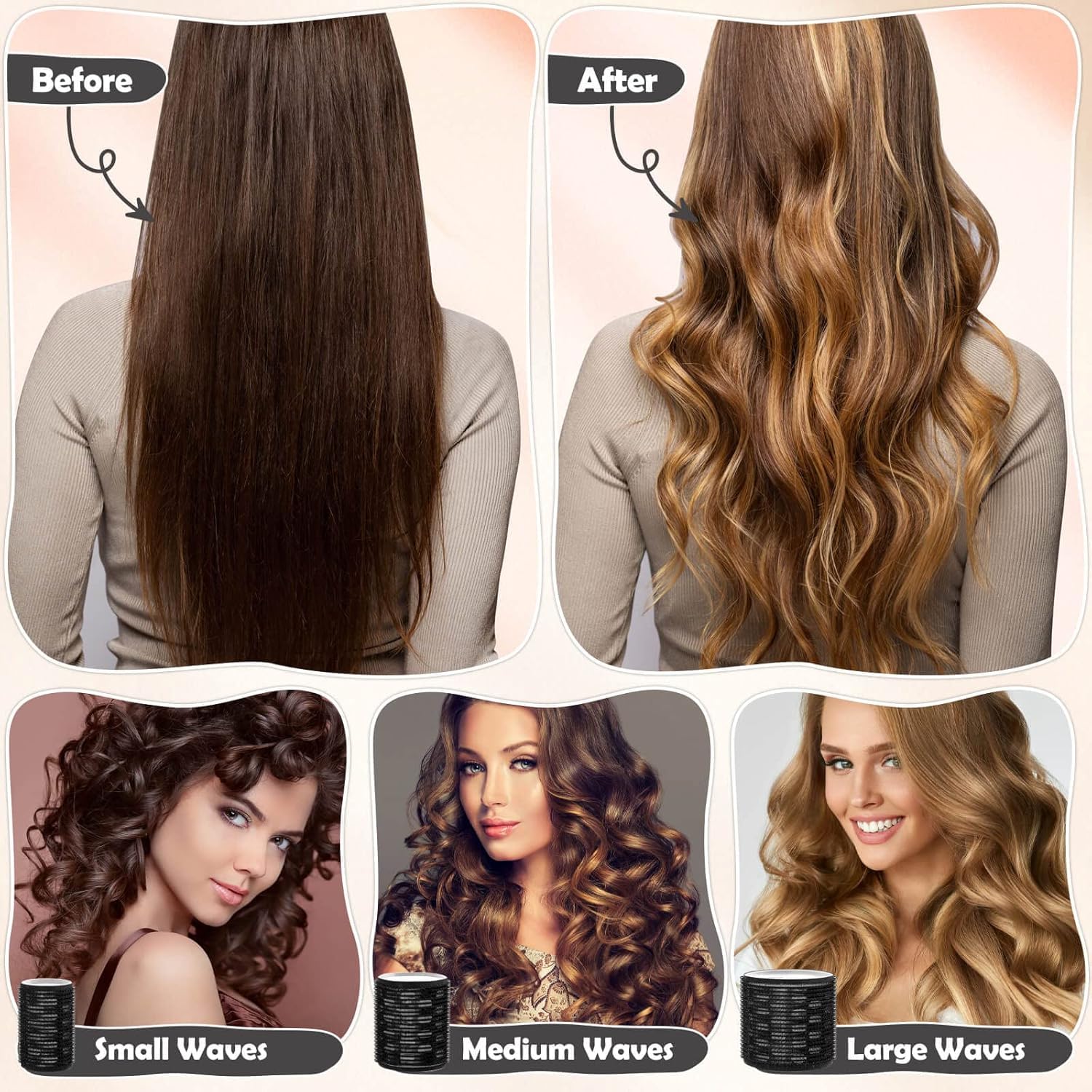 Side view of hair rollers placed securely at the roots to maximize volume and bounce without heat damage