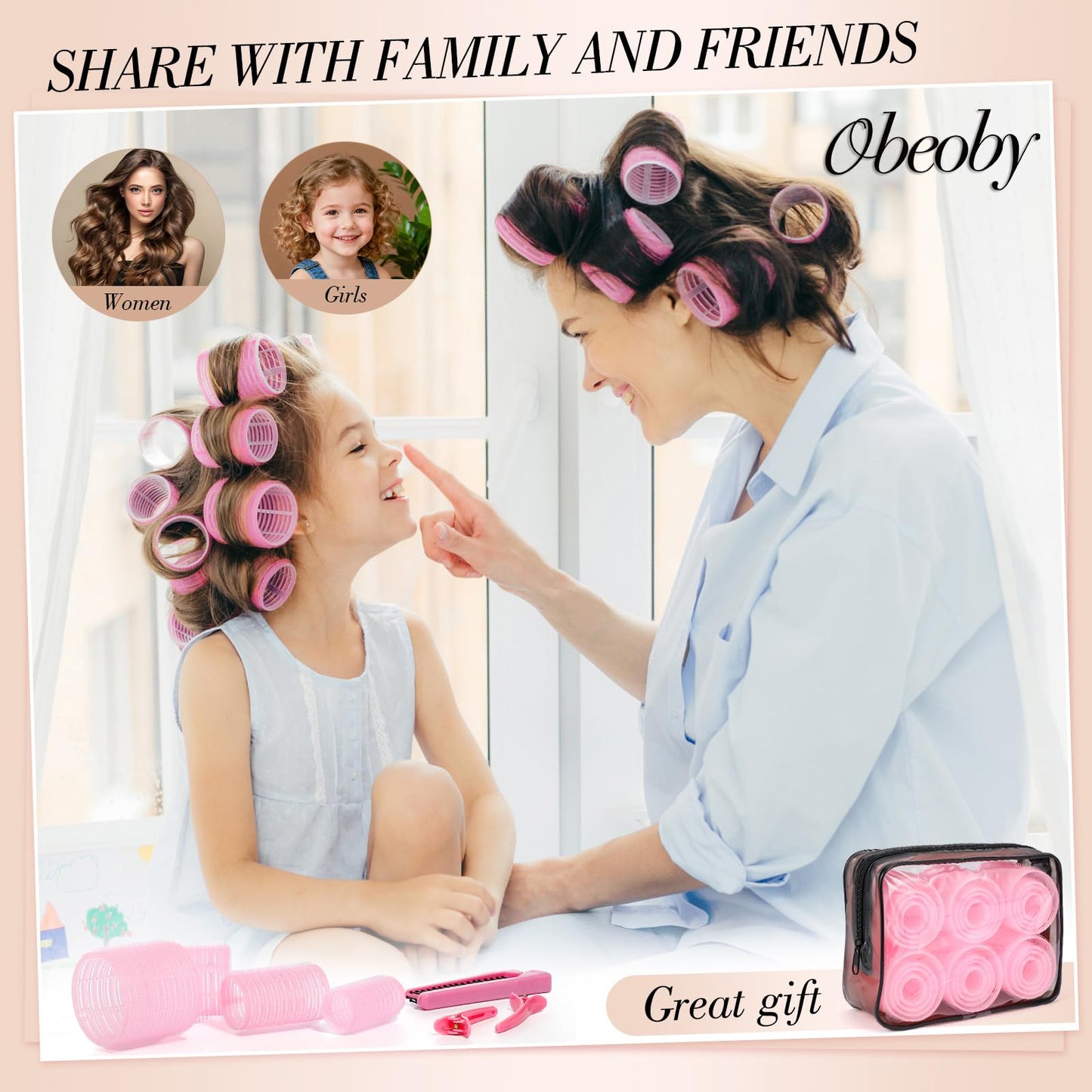 Obeoby jumbo and large hair curlers ideal for volumizing curtain bangs