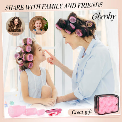 Obeoby jumbo and large hair curlers ideal for volumizing curtain bangs