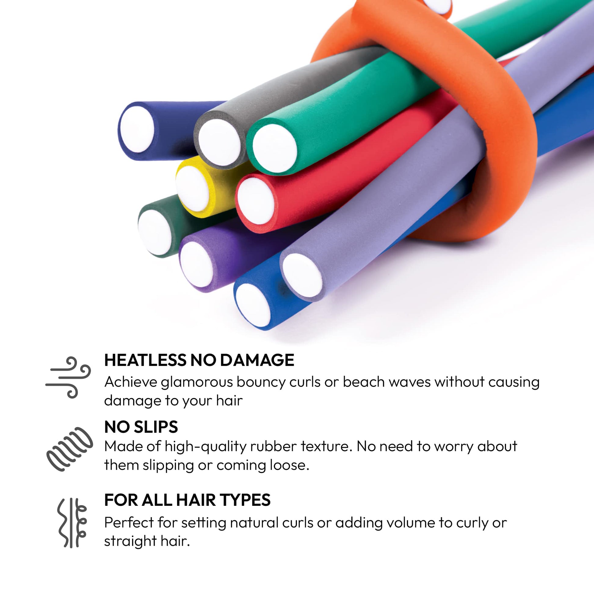 Six count pack of seven inch imported heatless styling rods displayed together