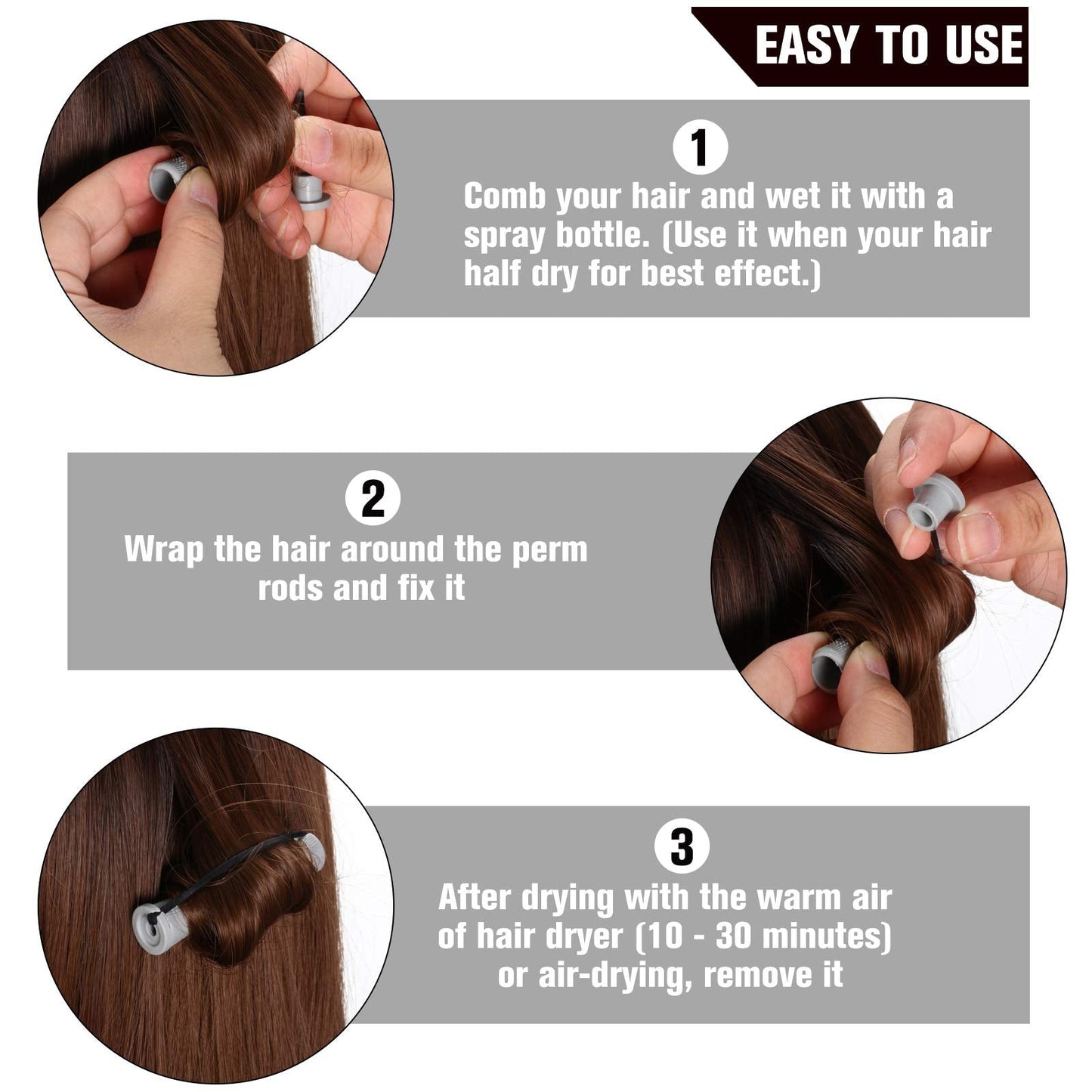 Side profile of WILLBOND heatless hair rollers organized neatly for professional salon use.