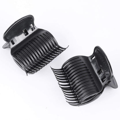 Side profile of lightweight travel sized plastic roller clip measuring six centimeters
