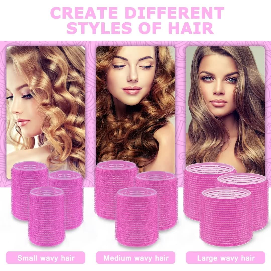 Complete heatless hair curler set package including ten styling clips and travel bag